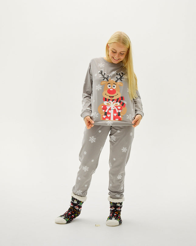 Adorable Gray Rudolph Pajamas for Women