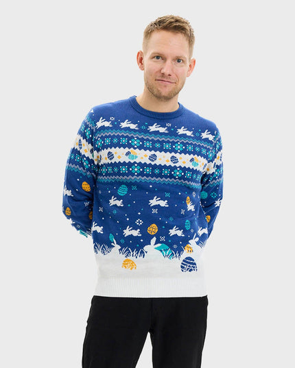 Cute Easter Sweater Blue for Men