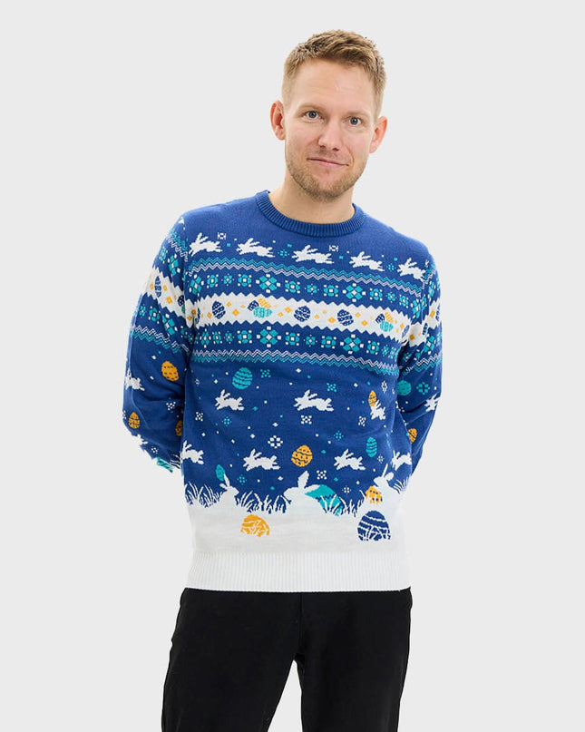 Cute Easter Sweater Blue for Men