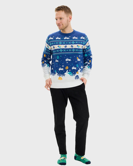 Cute Easter Sweater Blue for Men