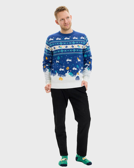 Cute Easter Sweater Blue for Men
