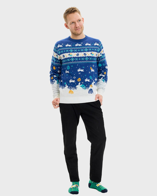 Cute Easter Sweater Blue for Men