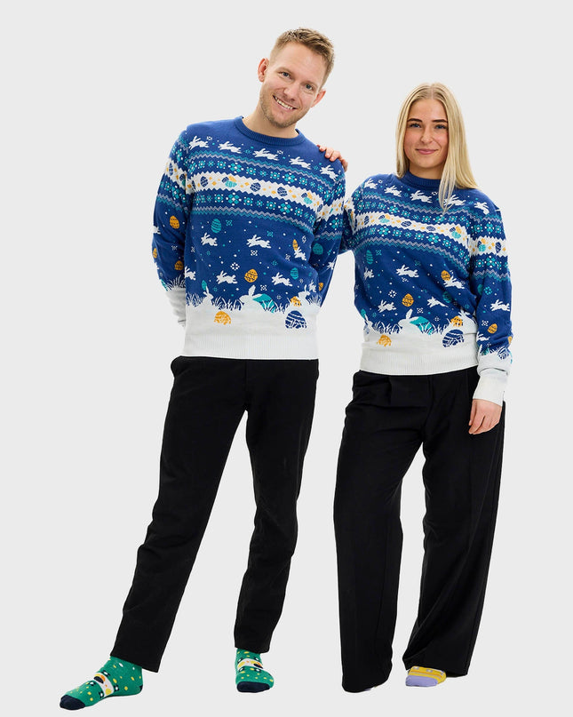 Cute Easter Sweater Blue for Men