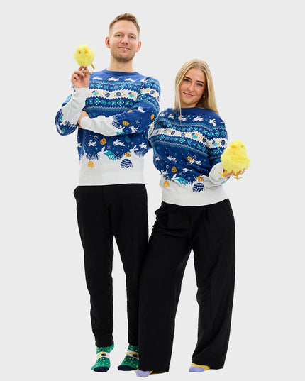 Cute Easter Sweater Blue for Men