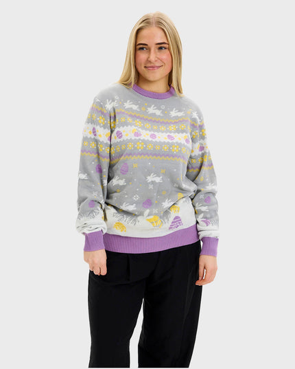 Cute Gray Easter Sweater for Women