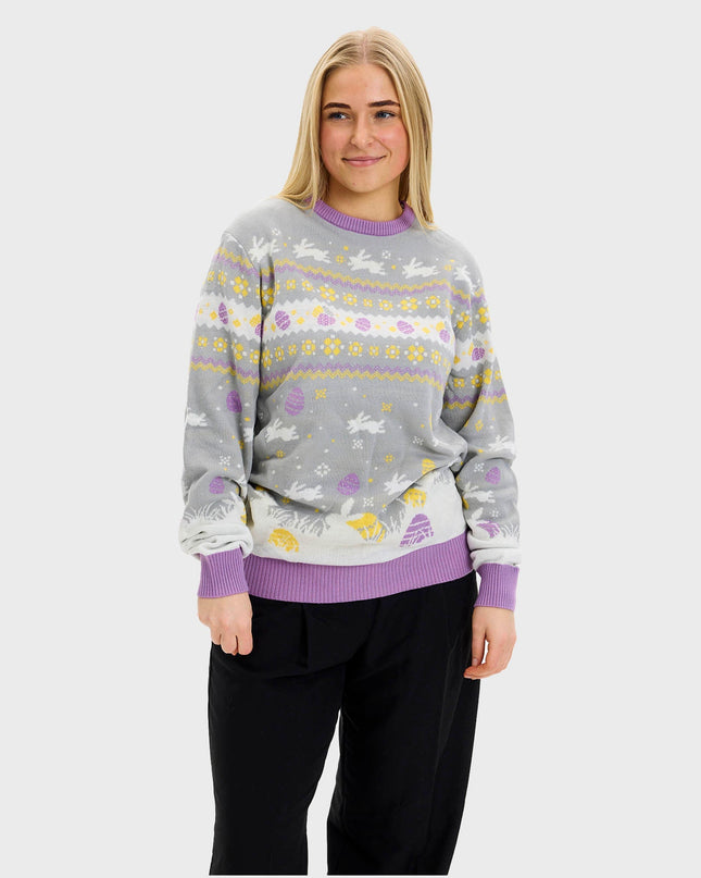 Cute Gray Easter Sweater for Women