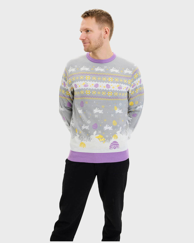 Cute Gray Easter Sweater for Men