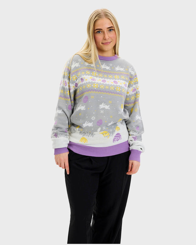 Cute Gray Easter Sweater for Women