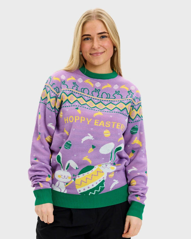Eggercise Easter Sweater Purple for Women