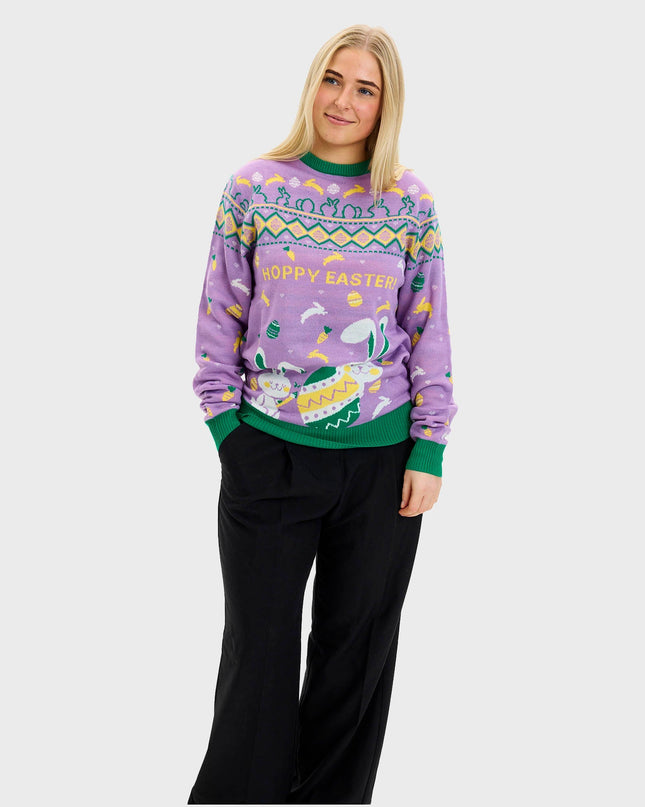 Eggercise Easter Sweater Purple for Women