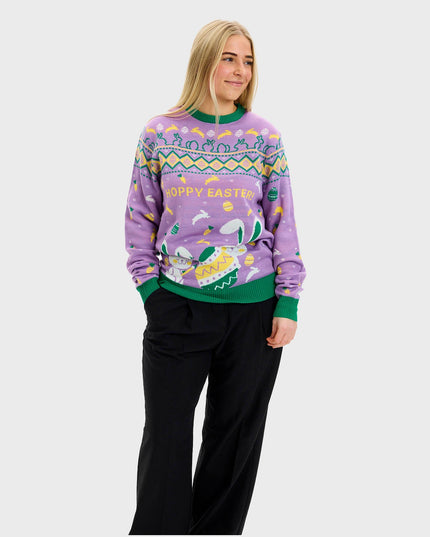 Eggercise Easter Sweater Purple for Women