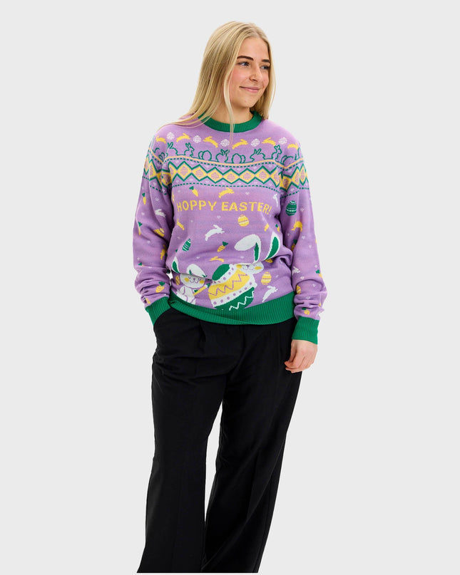 Eggercise Easter Sweater Purple for Women