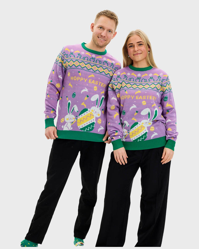 Eggercise Easter Sweater Purple for Women