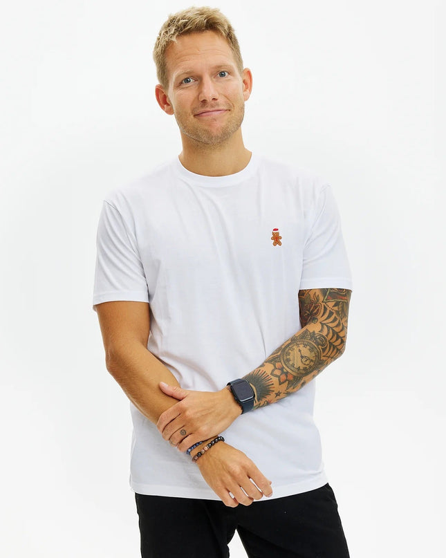 White Gingerbread Man Christmas T-shirt for Men and Women