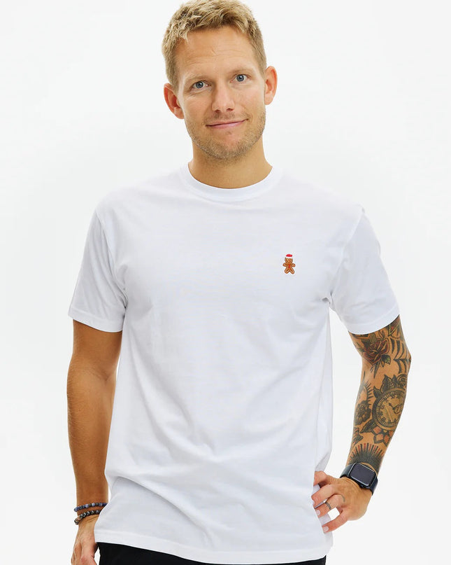 White Gingerbread Man Christmas T-shirt for Men and Women