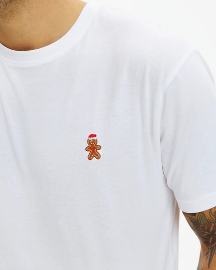 White Gingerbread Man Christmas T-shirt for Men and Women