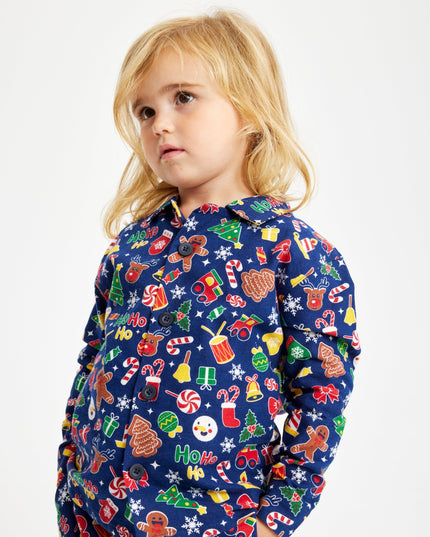 Kids' Crazy Flannel Christmas Pajamas in Blue