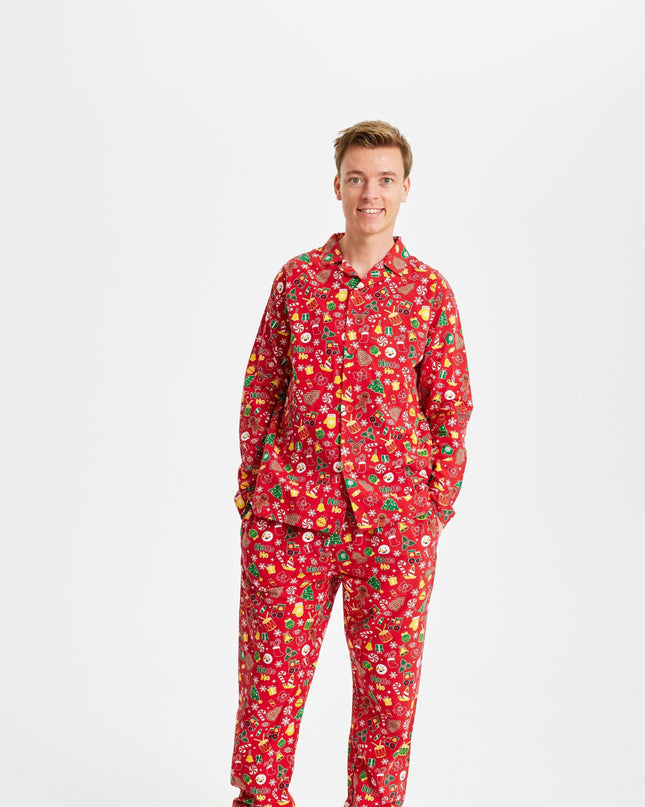Men's Flannel Christmas Pajamas - Crazy Red