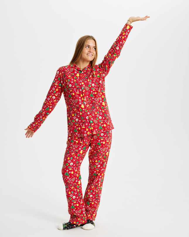 Crazy Red Flannel Christmas Pajamas for Women