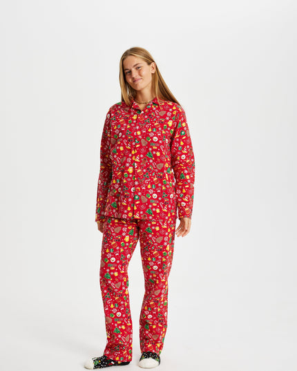 Crazy Red Flannel Christmas Pajamas for Women