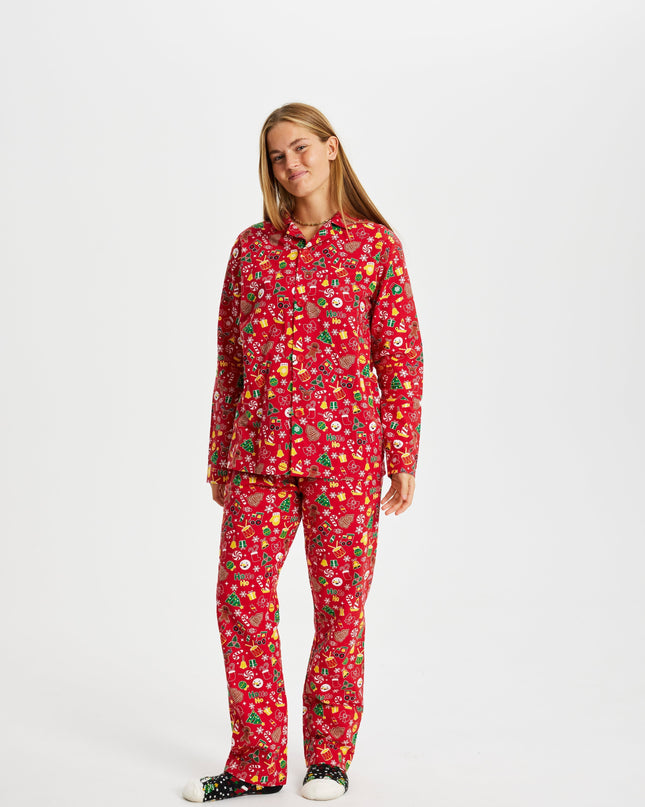Crazy Red Flannel Christmas Pajamas for Women