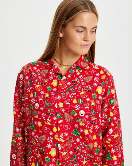 Crazy Red Flannel Christmas Pajamas for Women