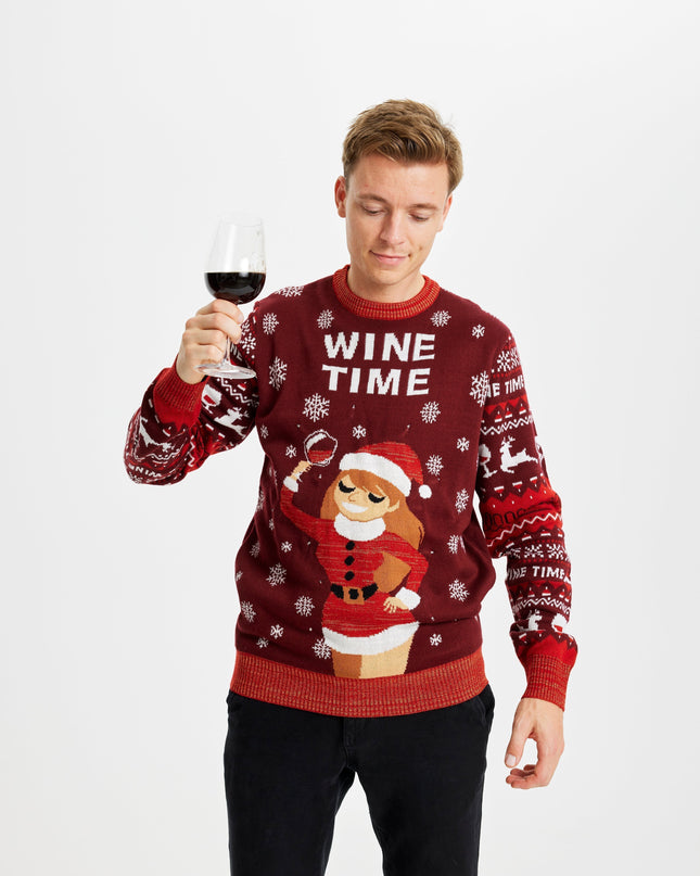 Wine Time Christmas Sweater for Men