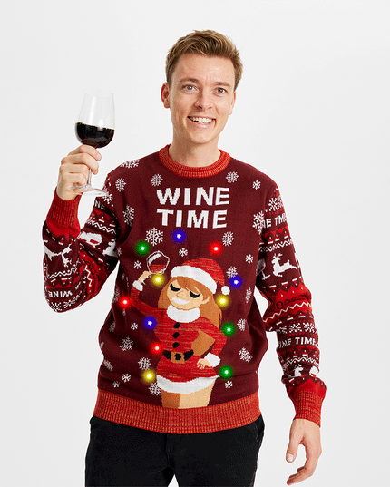 Wine Time Christmas Sweater for Men