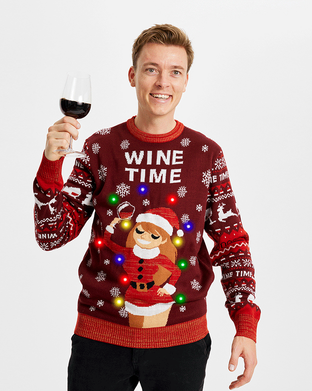 Wine Time Christmas Sweater for Men