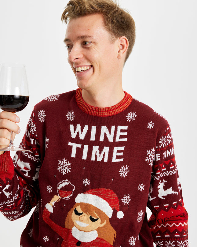 Wine Time Christmas Sweater for Men