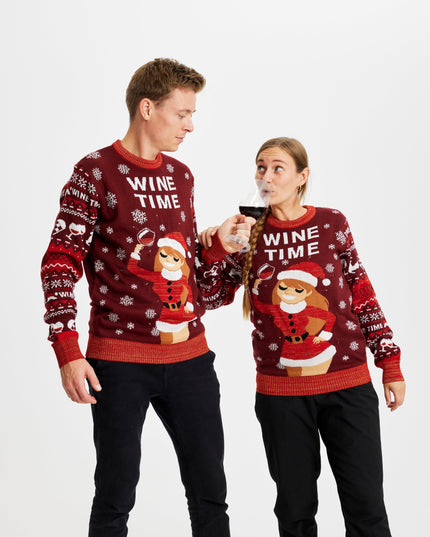 Wine Time Christmas Sweater for Men