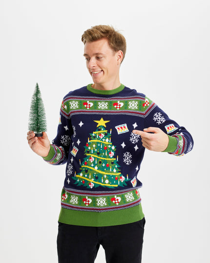 Blue Christmas Tree Sweater for Men