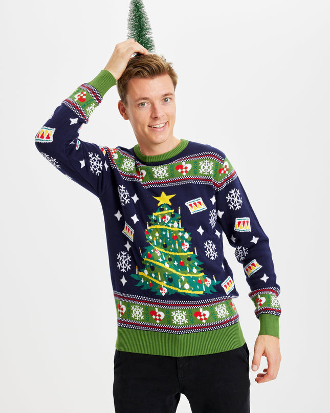 Blue Christmas Tree Sweater for Men