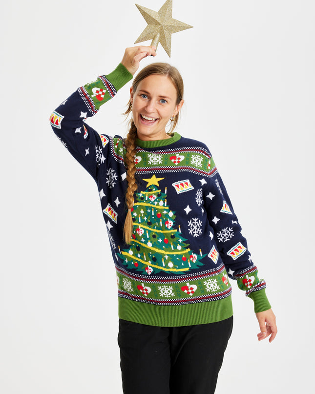 Blue Christmas Tree Sweater for Women