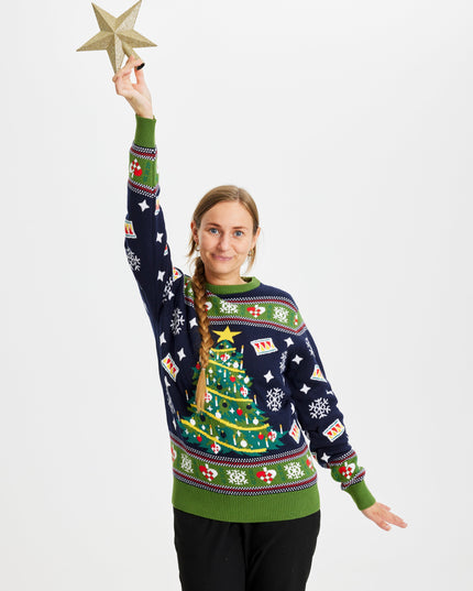 Blue Christmas Tree Sweater for Women
