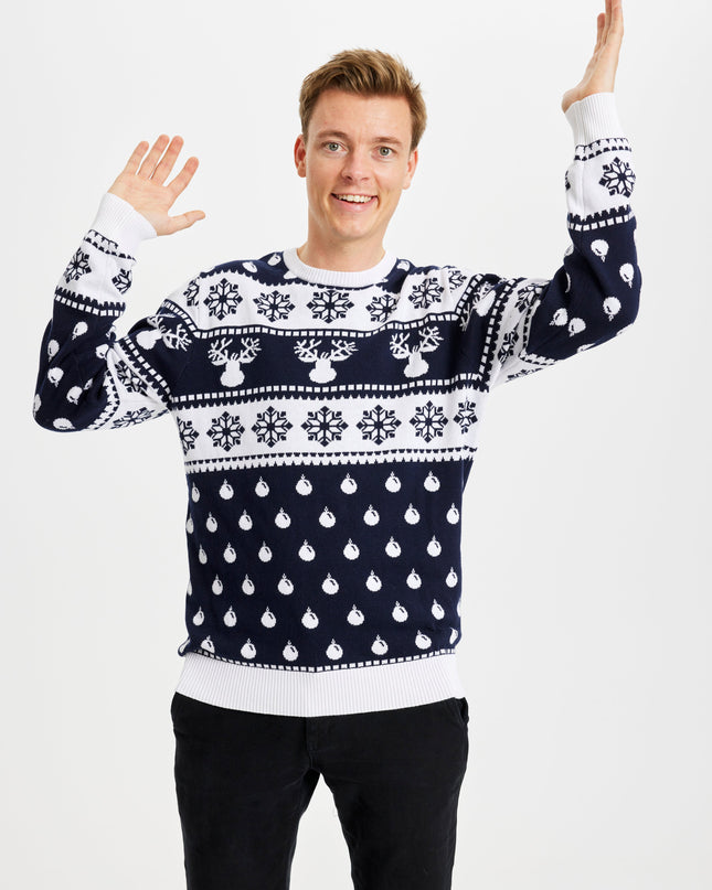 Classic Blue Christmas Sweater for Men