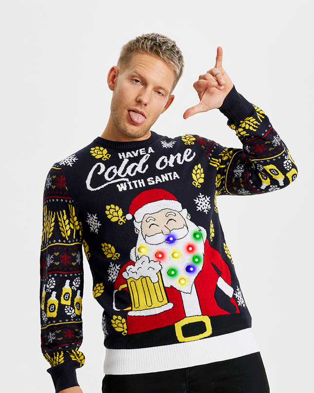 Enjoy a Cold One with Santa Christmas Sweater