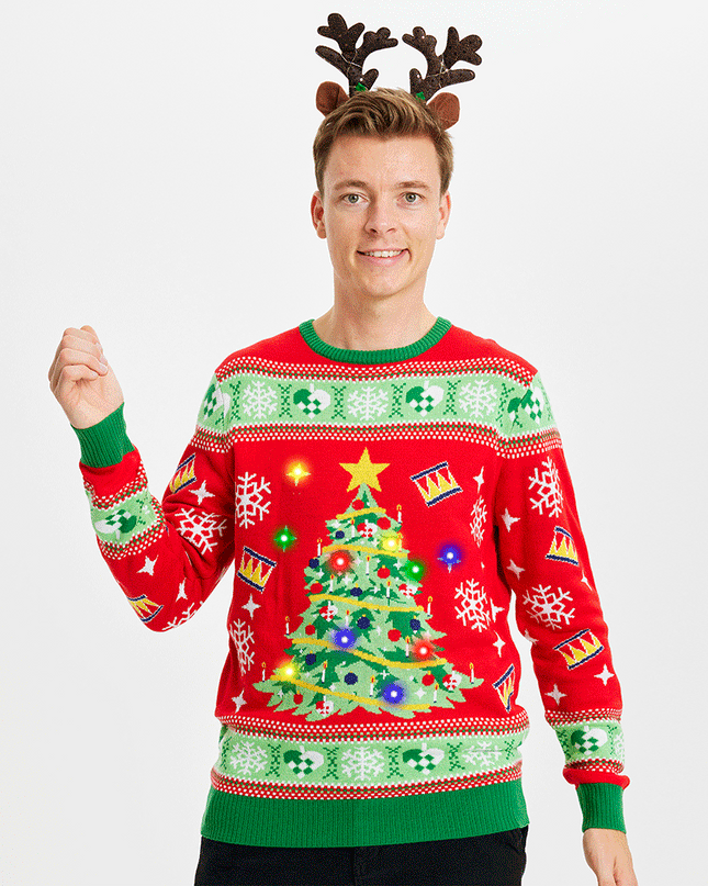 Light-Up Christmas Tree Sweater for Men - Ugly Design
