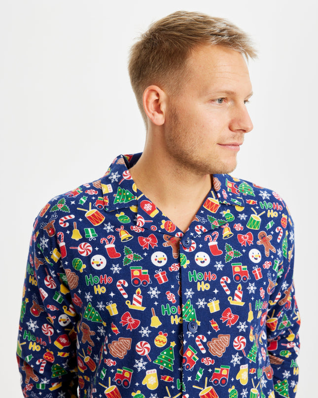 Crazy Flannel Christmas Pajamas in Blue for Men