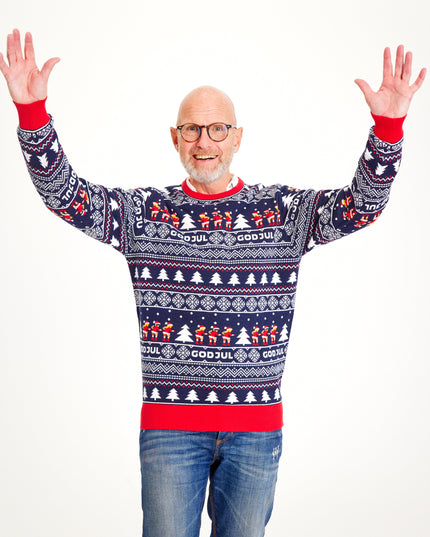 Navy Blue Merry Christmas Sweater for Men