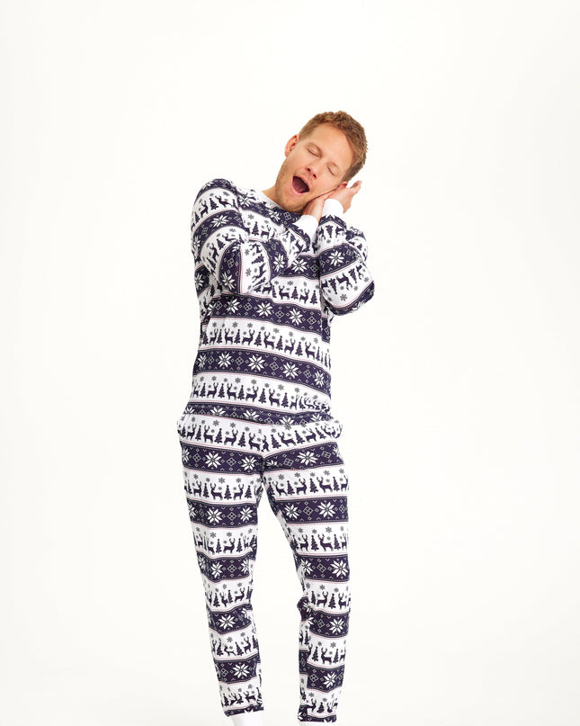 Navy Reindeer Christmas Pajamas for Men