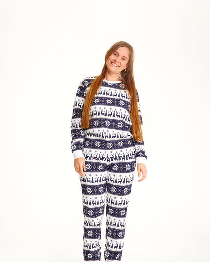 Navy Reindeer Christmas Pajamas for Women
