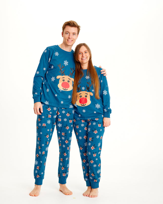 Rudolf Blue Christmas Pajamas for Women