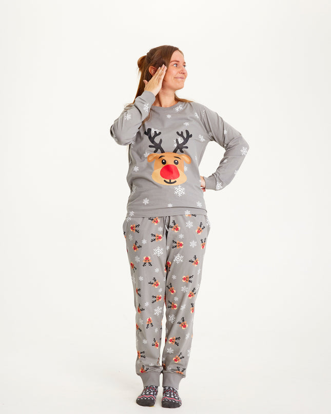 Gray Rudolph Christmas Pajamas for Women