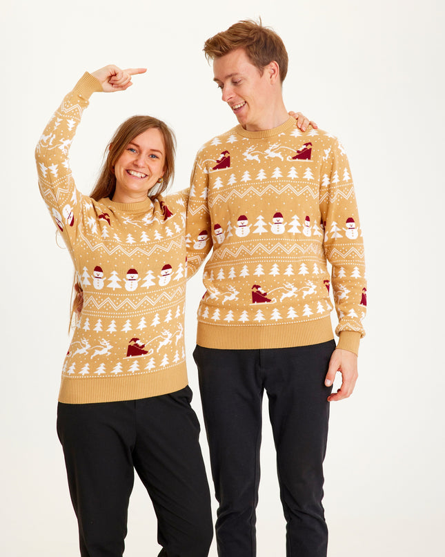 Stylish Beige Christmas Sweater for Women