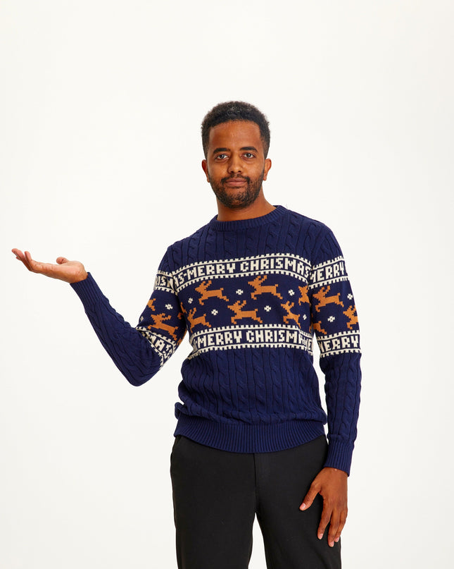 Traditional and Stylish Blue Christmas Sweater for Men