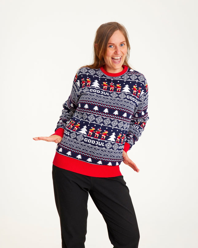 "Merry Christmas" Navy Blue Sweater for Women - Classic Style