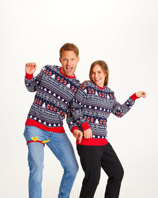 "Merry Christmas" Navy Blue Sweater for Women - Classic Style