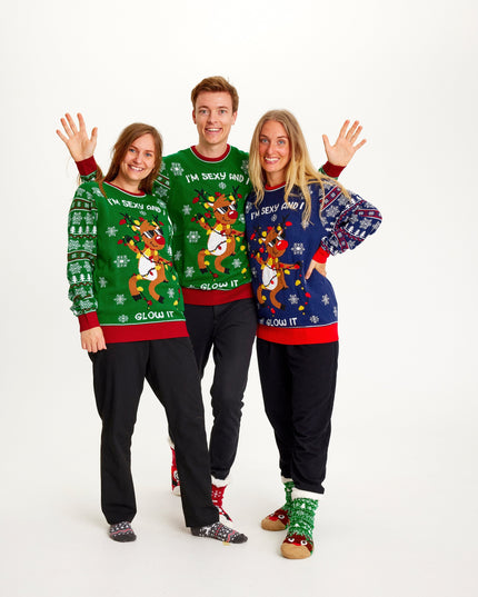 Sexy And I Glow It Blue Christmas Sweater for Women