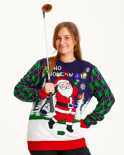 Women's Light-Up Ugly Christmas Sweater - Ho Ho Hole In One
